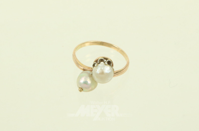 Damenring mit 2 kl. Perlen