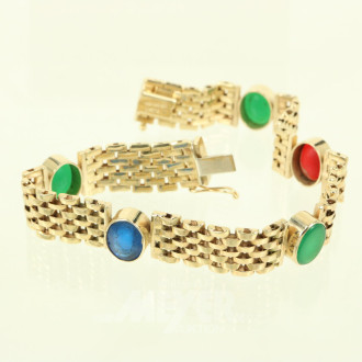 Armband mit 5 farbigen Glasstein-Cabochons