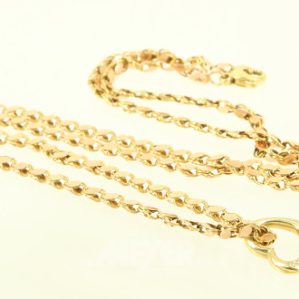 aufwendig gearbeitete Gliederkette in 585 GG/RG mit Anhänger 'Herz' von Christ in 750 GG mit kl. Brillant