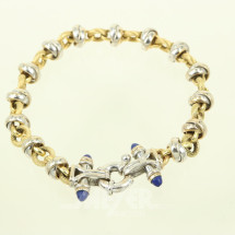 Los 83: Armband, hohl geprägt, mit 4 blauen Cabochons