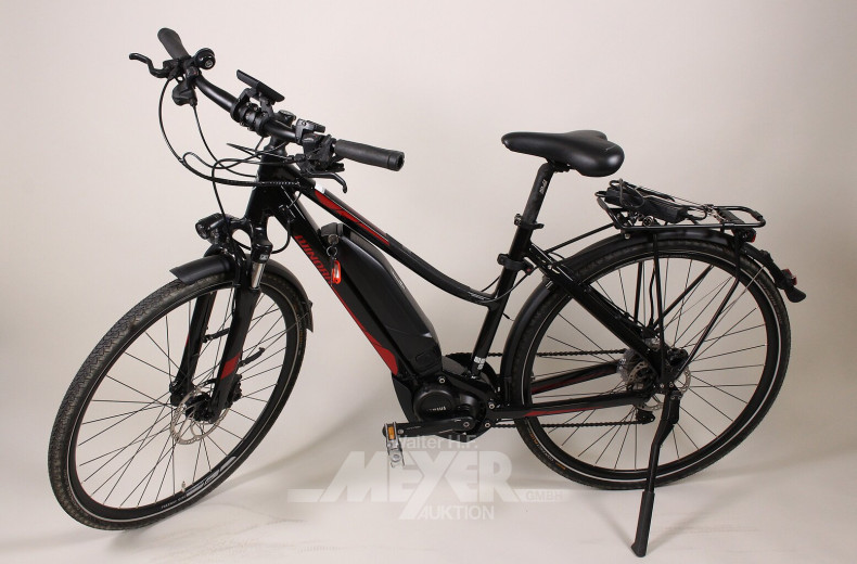 Damen-Trekking-E-Bike, schwarz/rot