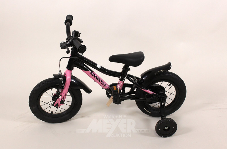 Kinderfahrrad, schwarz/rosa, 12 Zoll, Rahmen 18 cm