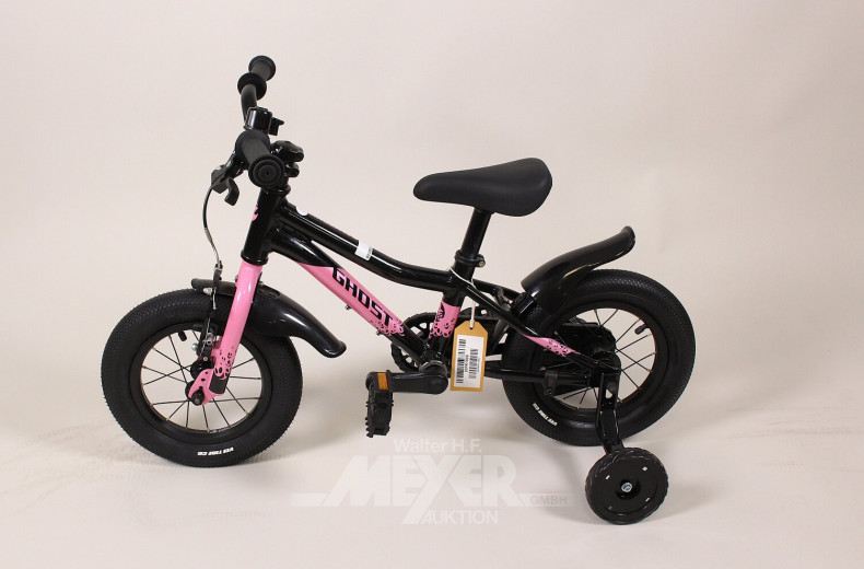 Kinderfahrrad, schwarz-rosa, 12 Zoll, Rahmen 18 cm