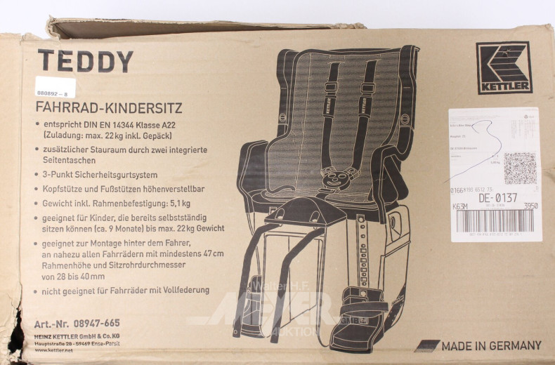 Fahrrad-Kindersitz, schwarz