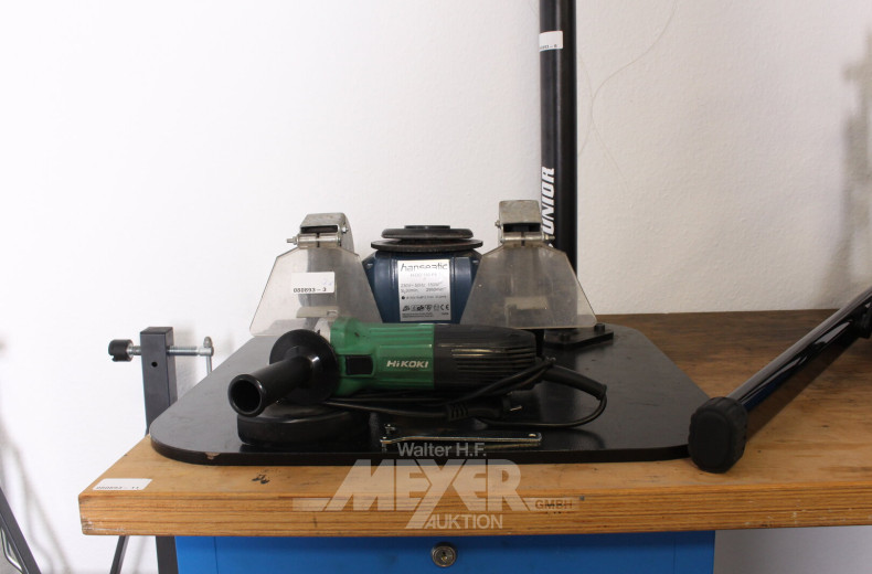 Doppelschleifbock HANSEATIC sowie 1 Winkelschleifer HIKOKI