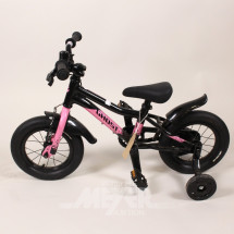 Los 46: Kinderfahrrad, schwarz/rosa, 12 Zoll, Rahmen 18 cm