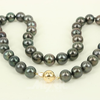 Tahitiperlen-Collier mit Schließe in 585 GG