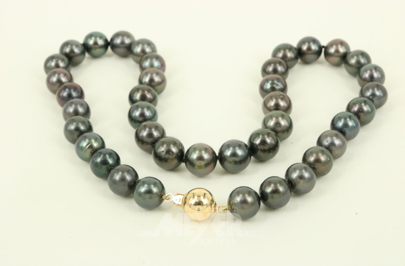 Tahitiperlen-Collier mit Schließe in 585 GG