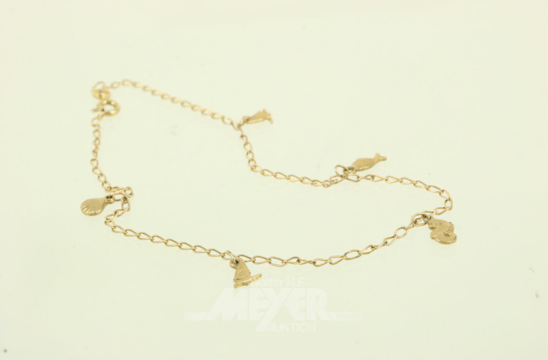 Fußkettchen mit kl. Anhängern mit maritimen Motiven