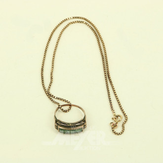 Venezianerkette u. 1 Ring mit 3 grünen Farbsteinen