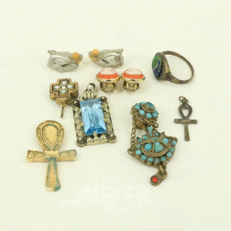 Kl. Konvolut Modeschmuck, sowie 1 Anhänger in 830er Silber