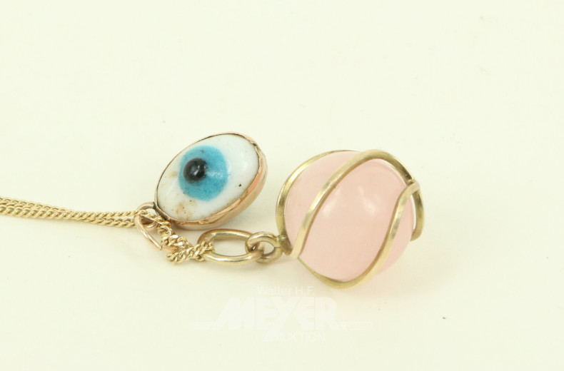 Gliederkette, punziert in 375 GG, mit 2 Anhängern in 333 GG (Säuretest)