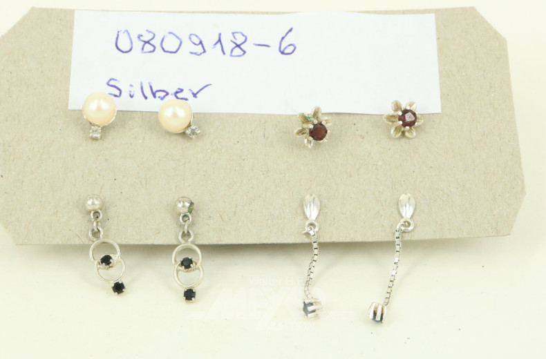 4 Paar kl. Ohrringe in 835er u. 925er Silber