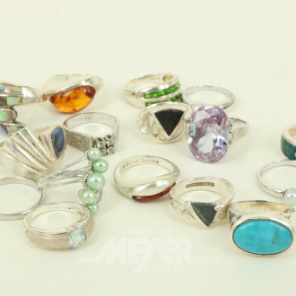 17 Ringe in 925er Silber, u.a. LAPPONIA