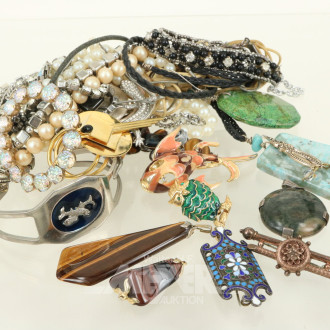 Konvolut Modeschmuck, best. aus: Ketten, Broschen, Anhänger, Ohrhänger etc.