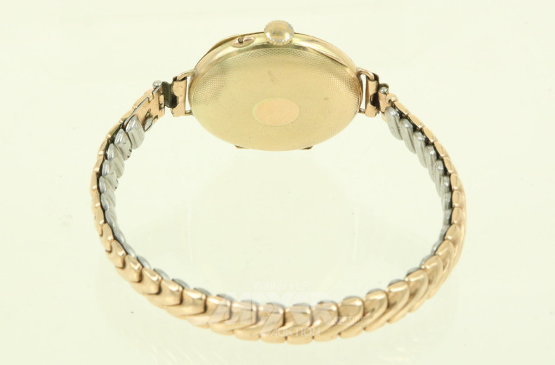 kl. Armbanduhr, äußerer Sprungdeckel in 585 GG
