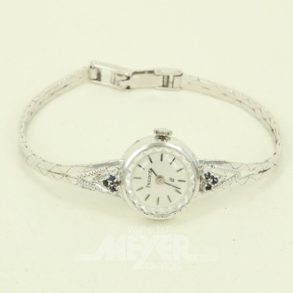 Damenarmbanduhr, verziert mit kl. blauen Farbsteinen