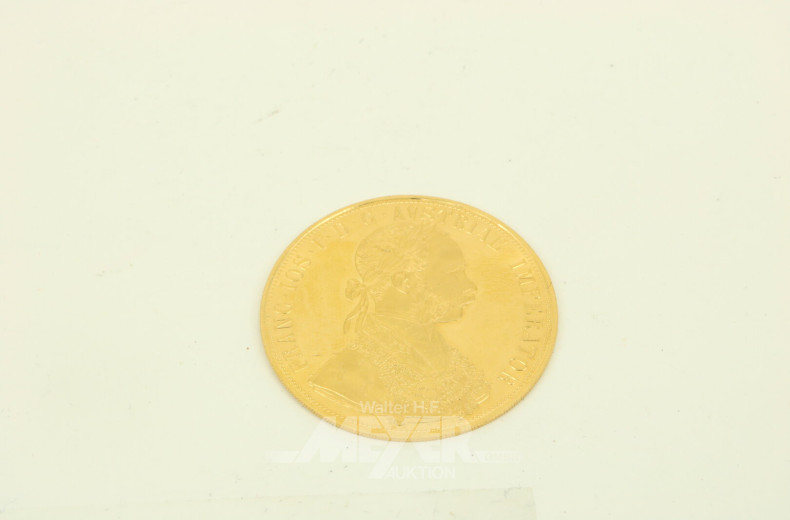 Goldmünze Österreich 4 Dukaten Franz Joseph I. 1915 Nachprägung