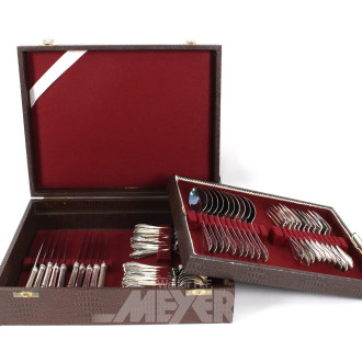 Speisebesteck-Set in braunem Koffer aus Lederimitat