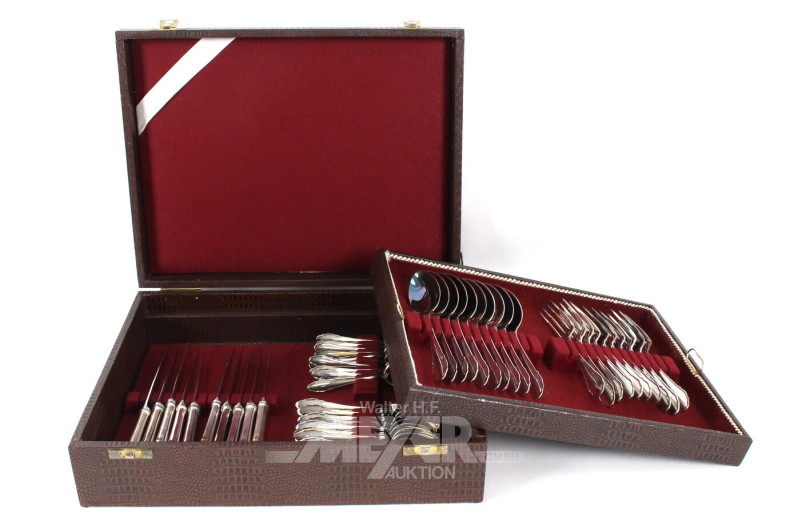 Speisebesteck-Set in braunem Koffer aus Lederimitat