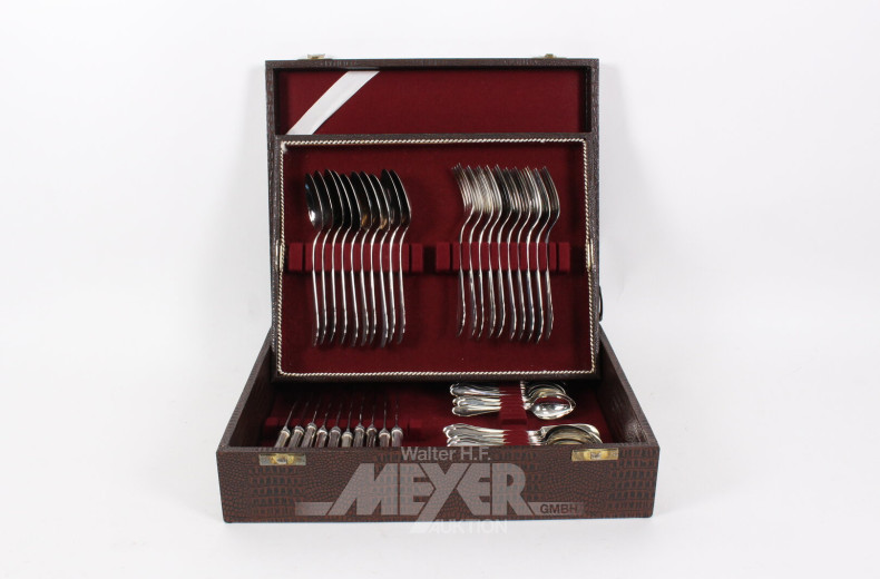 Speisebesteck-Set in braunem Koffer aus Lederimitat