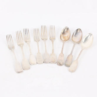 9 Teile Speisebesteck, best. aus 6 Gabeln u. 3 Löffeln