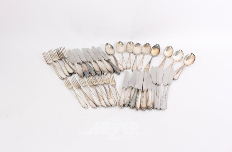 Konvolut Besteckteile, darunter 3 Teile Taufbesteck in 800er Silber