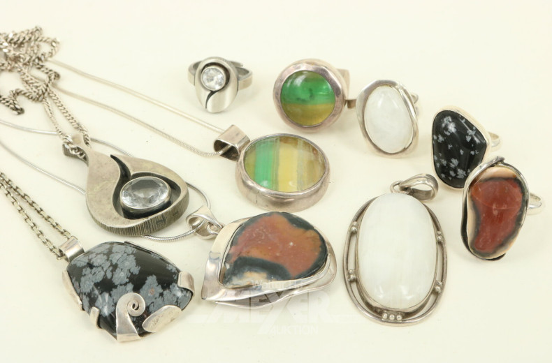 Konvolut Schmuckteile in überw. 925er Silber mit versch. Besatz