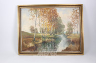Gemälde "Flußlauf mit Birken"