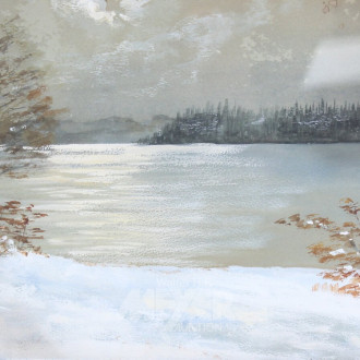 Gemälde/Mischtechnik 'Winterliche Seenlandschaft'