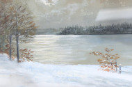 Gemälde/Mischtechnik 'Winterliche Seenlandschaft'
