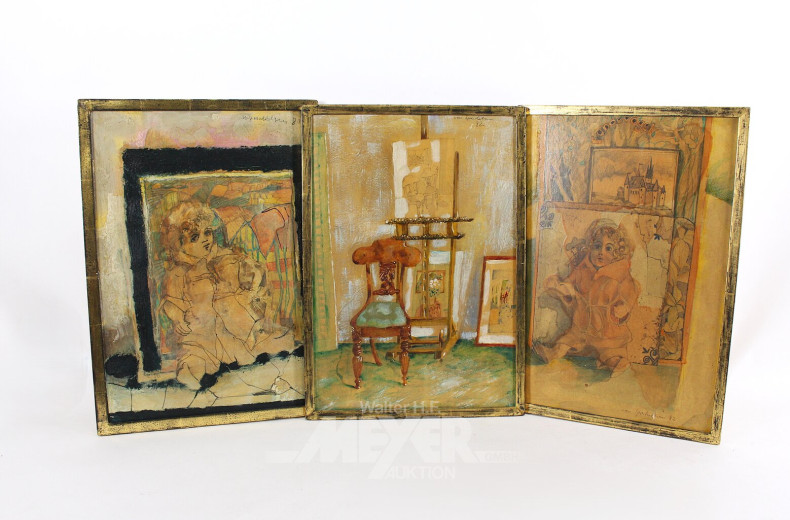 5 Bilder "Kinderdarstellungen / Interieur"