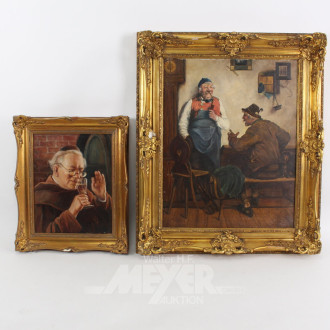 2 Gemälde "Weintrinker / Im Wirtshaus"
