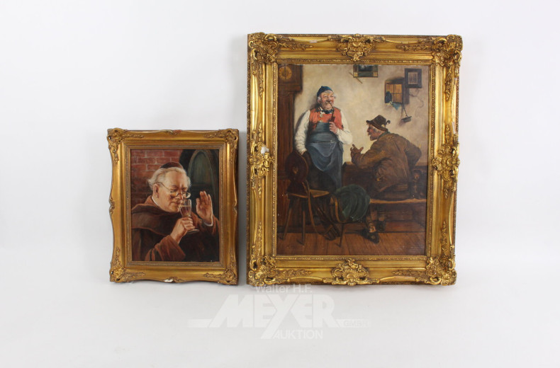 2 Gemälde "Weintrinker / Im Wirtshaus"
