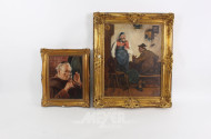 2 Gemälde "Weintrinker / Im Wirtshaus"
