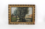Gemälde "Dorfansicht mit Weiden"