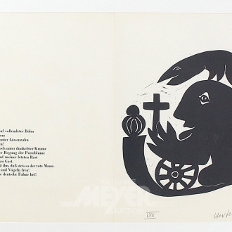 Druckgraphik nach einem Holzschnitt von Axel Hertenstein, Auflage: IXX