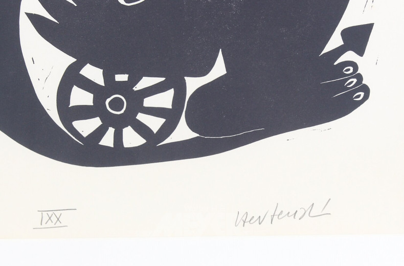 Druckgraphik nach einem Holzschnitt von Axel Hertenstein, Auflage: IXX