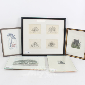 5 versch. Bilder, u.a.