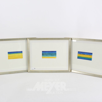 Bilderserie, 3-tlg. "Stilisierte Landschaften u. Meeresansicht"