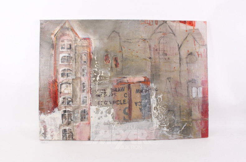 moderne Mischtechnik  "Häuseransicht"