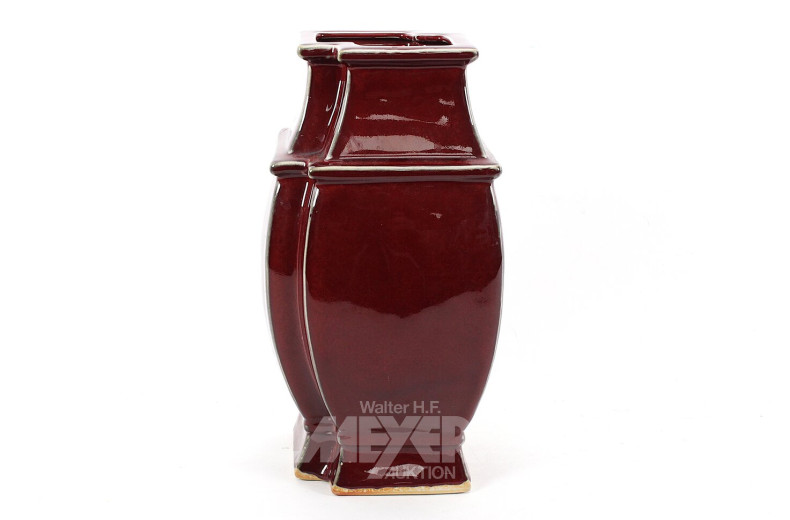 Vase im asiat. Dekor,  ochsenblutfarben