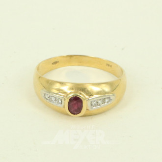 Damenring mit 1 Rubin u. 6 kl. Diamanten