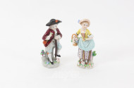 2 kl. Porzellanfiguren "Blumenfrau" u. "Gärtner"