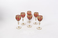6 böhmische Weingläser, rubinrot mit Vergoldung