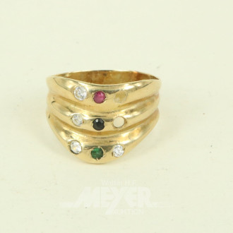 breiter Ring mit kl. Farbsteinen