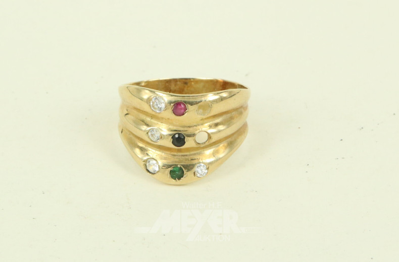 breiter Ring mit kl. Farbsteinen