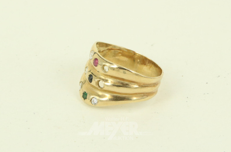 breiter Ring mit kl. Farbsteinen