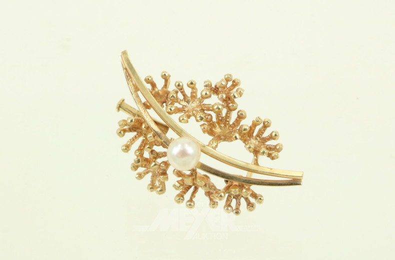 kl. Brosche mit 1 Perle