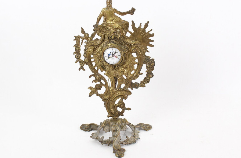 Tischuhr/Uhrenständer, allegorische Szene und Taschenuhr